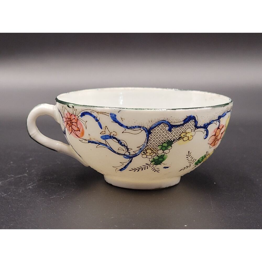 Rose Famille Tea Cup Antique Floral Handpainted Delicate Unsigned